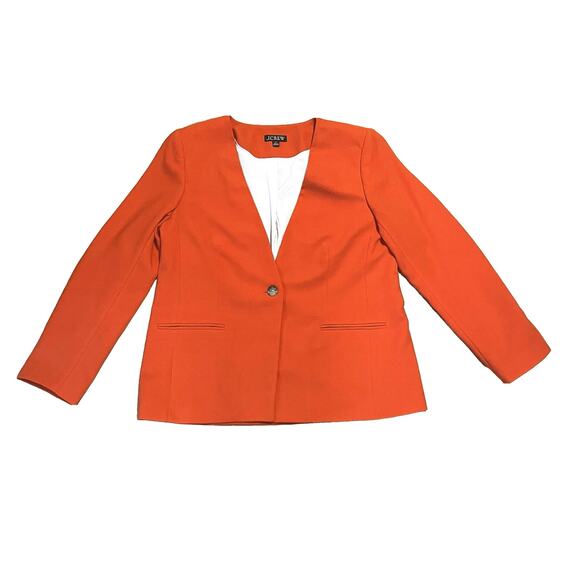 J.CREW Alfie oversized blazer bright orange 14 plus sized colorful career work - Picture 3 of 10